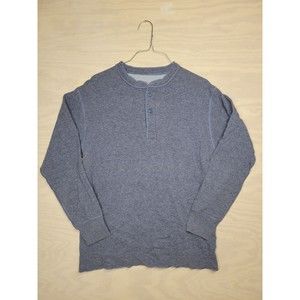 LL Bean Men's SZ M Outer Layer Shirt Wool Blend Blue Thermal Long Sleeve